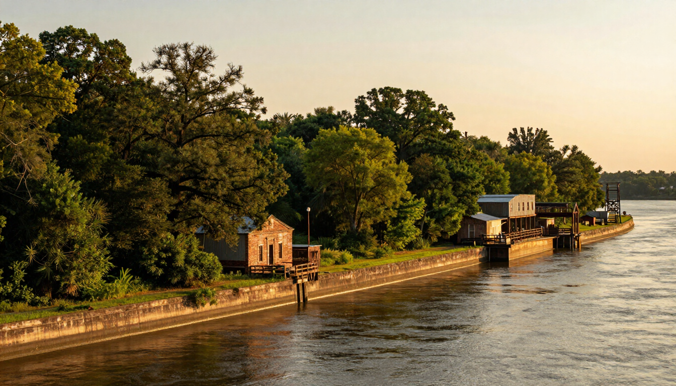 River Road in St. Rose, Louisiana, along the historic St. Charles Parish riverfront.