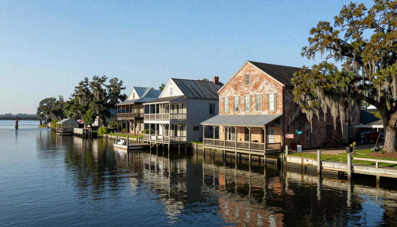 Downtown Houma, Louisiana, along Bayou Terrebonne.