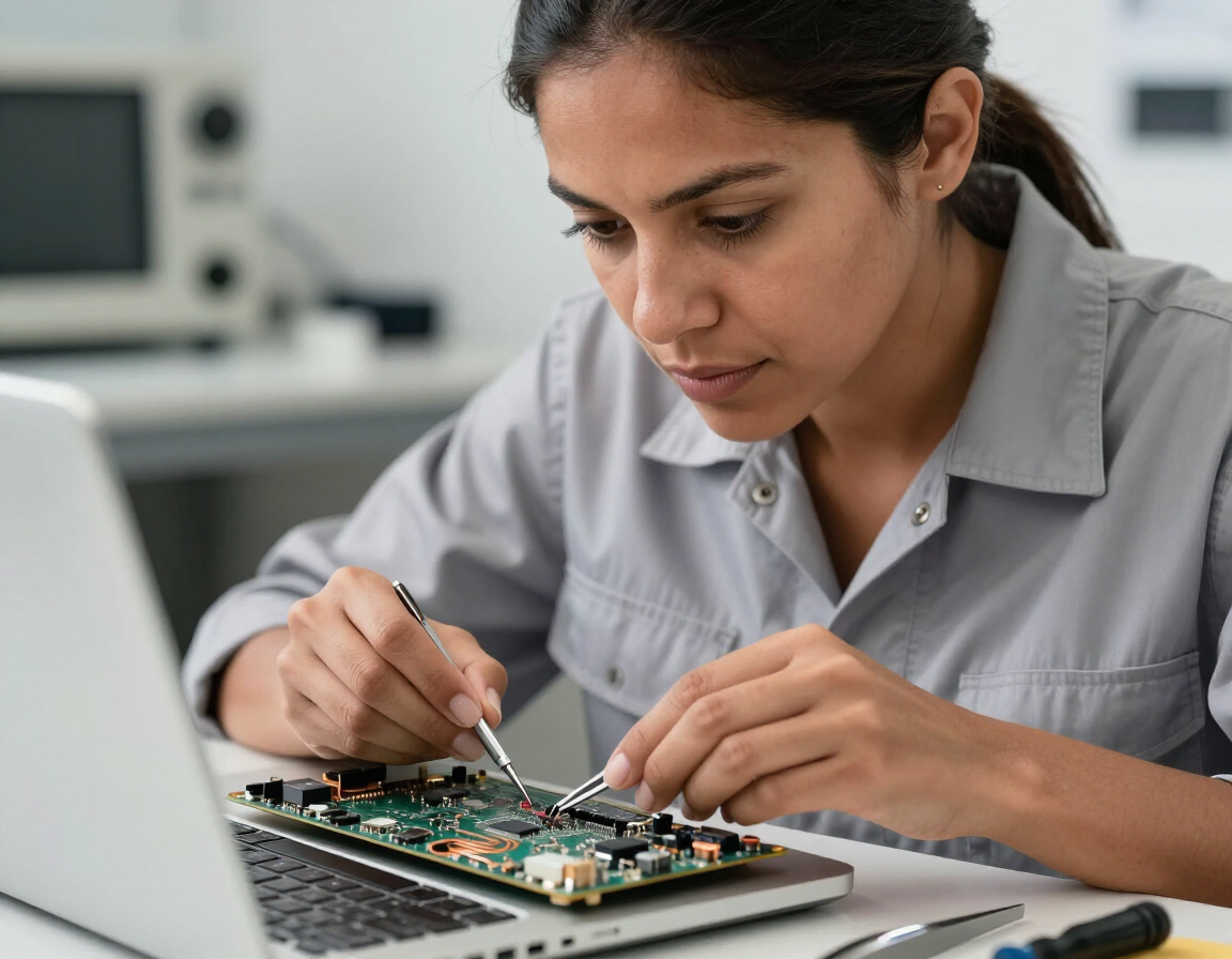 Close-up of laptop hardware repair by Atikoom in Covington