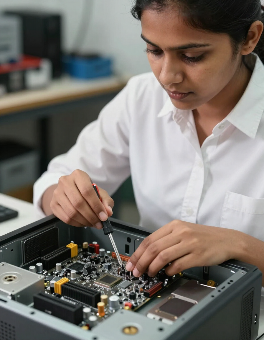 Close-up of desktop computer hardware repair by Atikoom in Baton Rouge