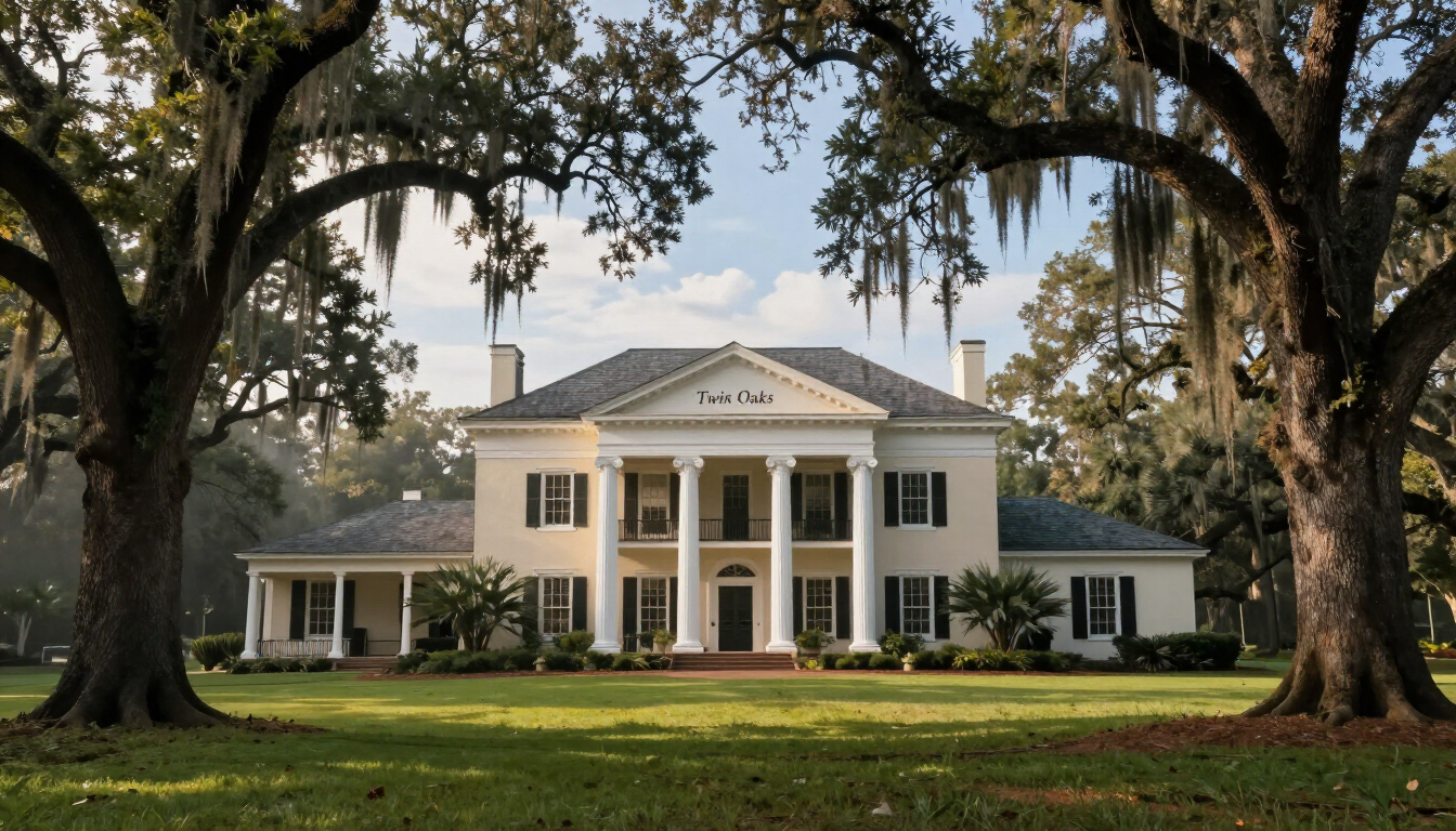 The historic Robert Penn Warren House, Twin Oaks, in Prairieville, Louisiana.