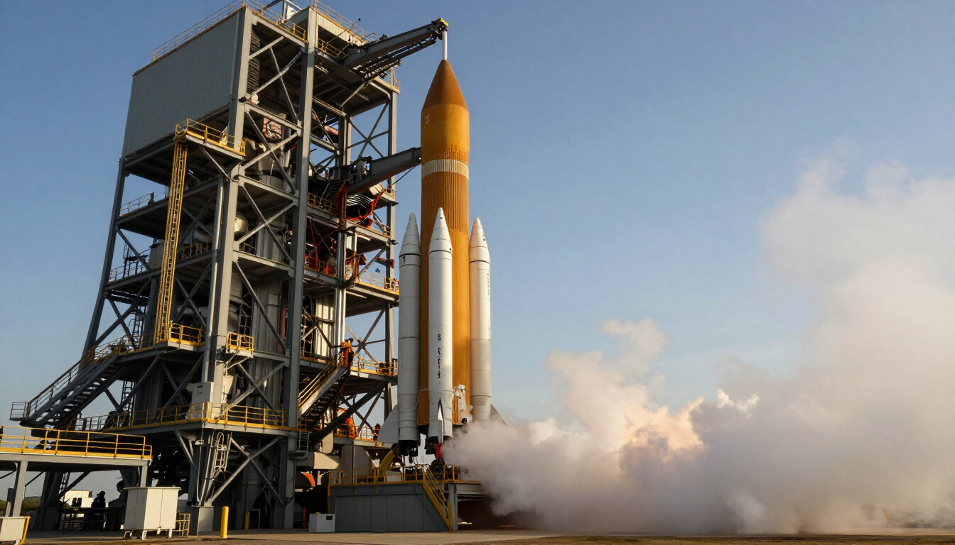 NASA Stennis Space Center rocket engine test stand near Bay St. Louis, Mississippi.
