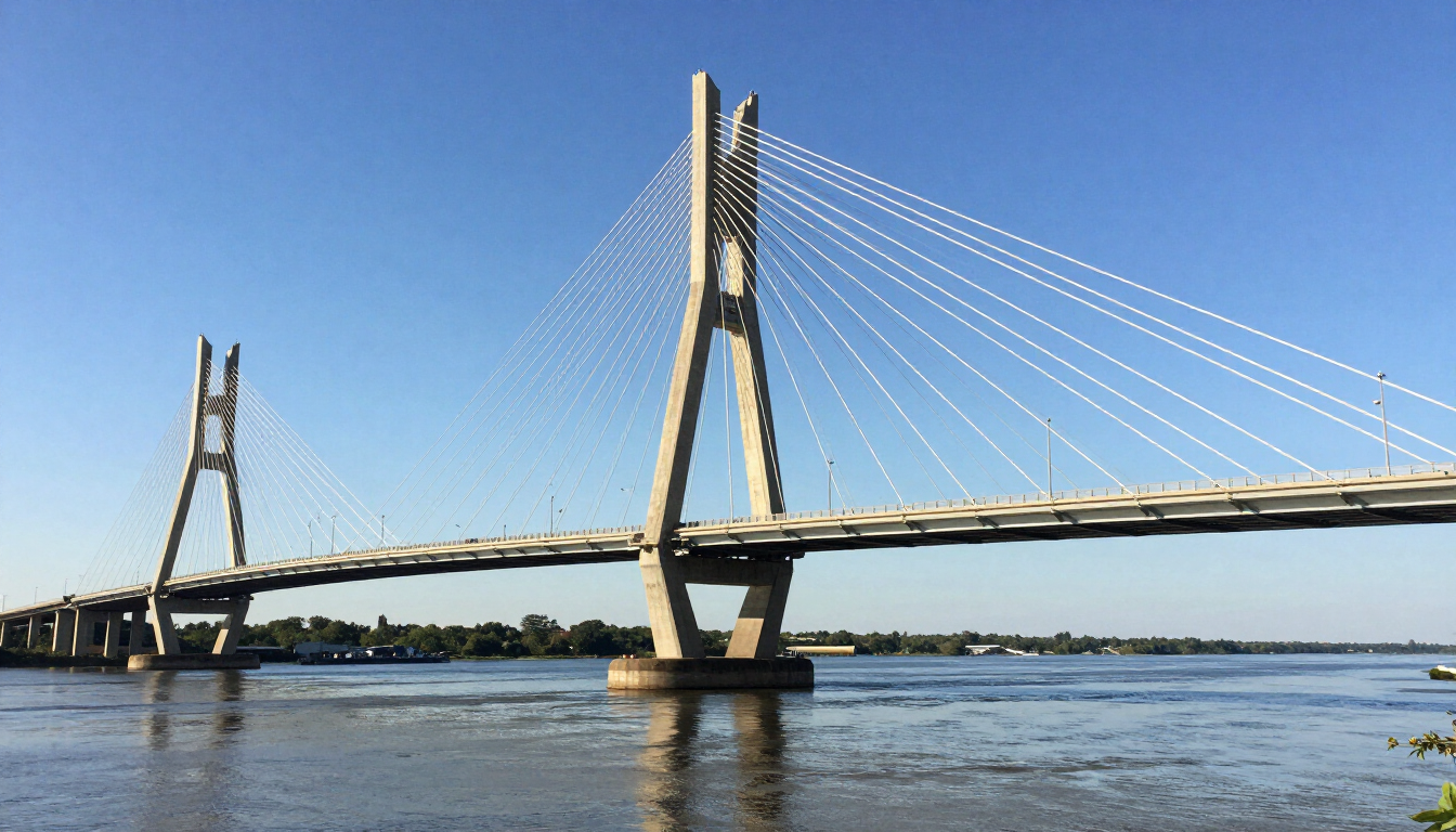 The Hale Boggs Memorial Bridge over the Mississippi River near Luling, Louisiana.