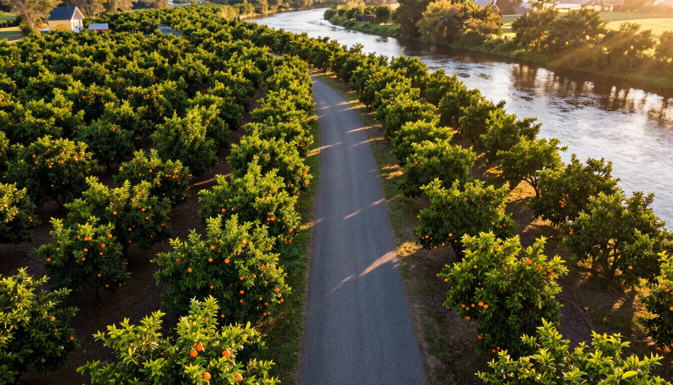 Navel orange groves in Belle Chasse, Louisiana.