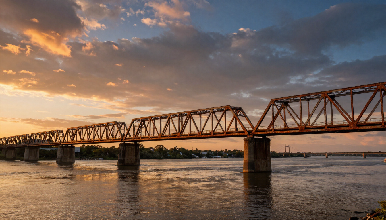 Huey P. Long Bridge spanning the Mississippi River near Harahan, Louisiana.