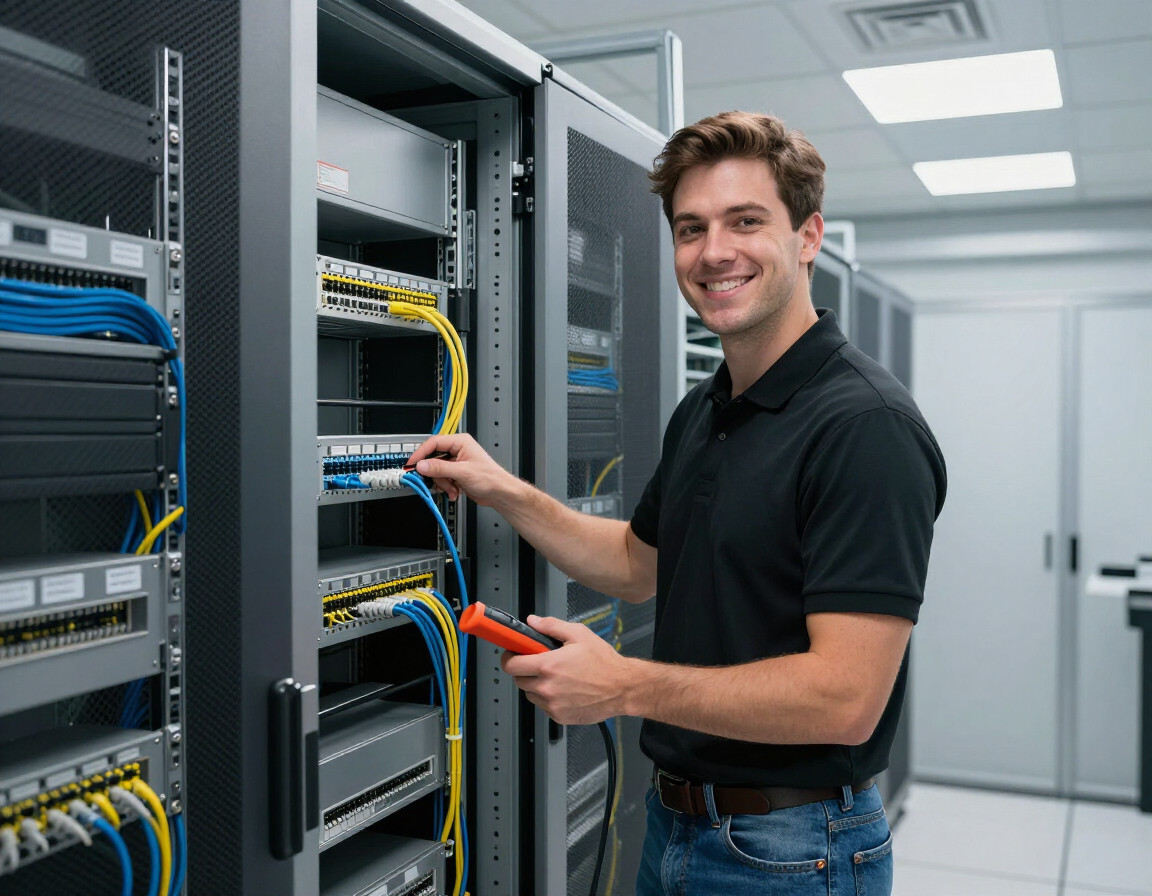 Atikoom technician on-site for cable installation