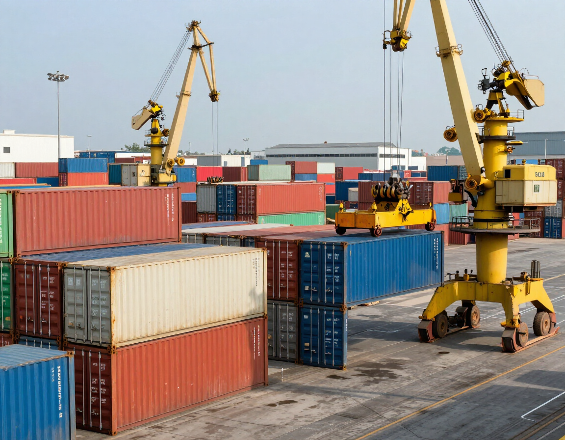 Terminal portuaria con contenedores